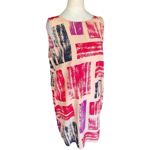 Nordstrom Halogen Midi Abstract Print Shift Dress Size Large - Picture 6 of 13